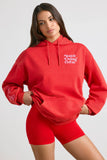 Soft Cotton Jersey Oversized Hoodie in Red