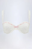 Broderie Anglaise Underwired Balconette Bikini Top in White