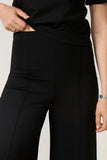 Cropped Ponte Knit Wide Leg Pant