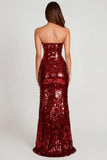 3D Embellished Bandeau Maxi Dress in Red