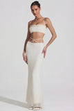 Embellished Cross Back Crop Top in White
