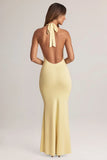 Modal Halterneck Maxi Dress in Lemon Sherbet
