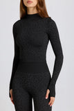 Thermal Long Sleeve Top in Black Leopard