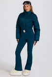 Waterproof Padded Belted Ski Suit in Teal