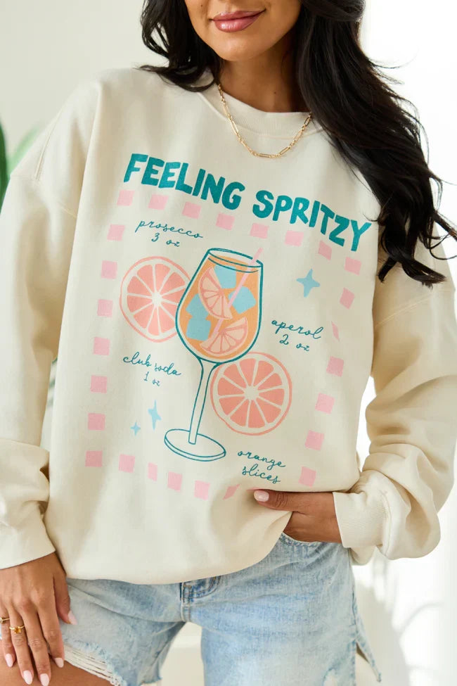 Feeling Spritzy Cream Graphic Sweatshirt