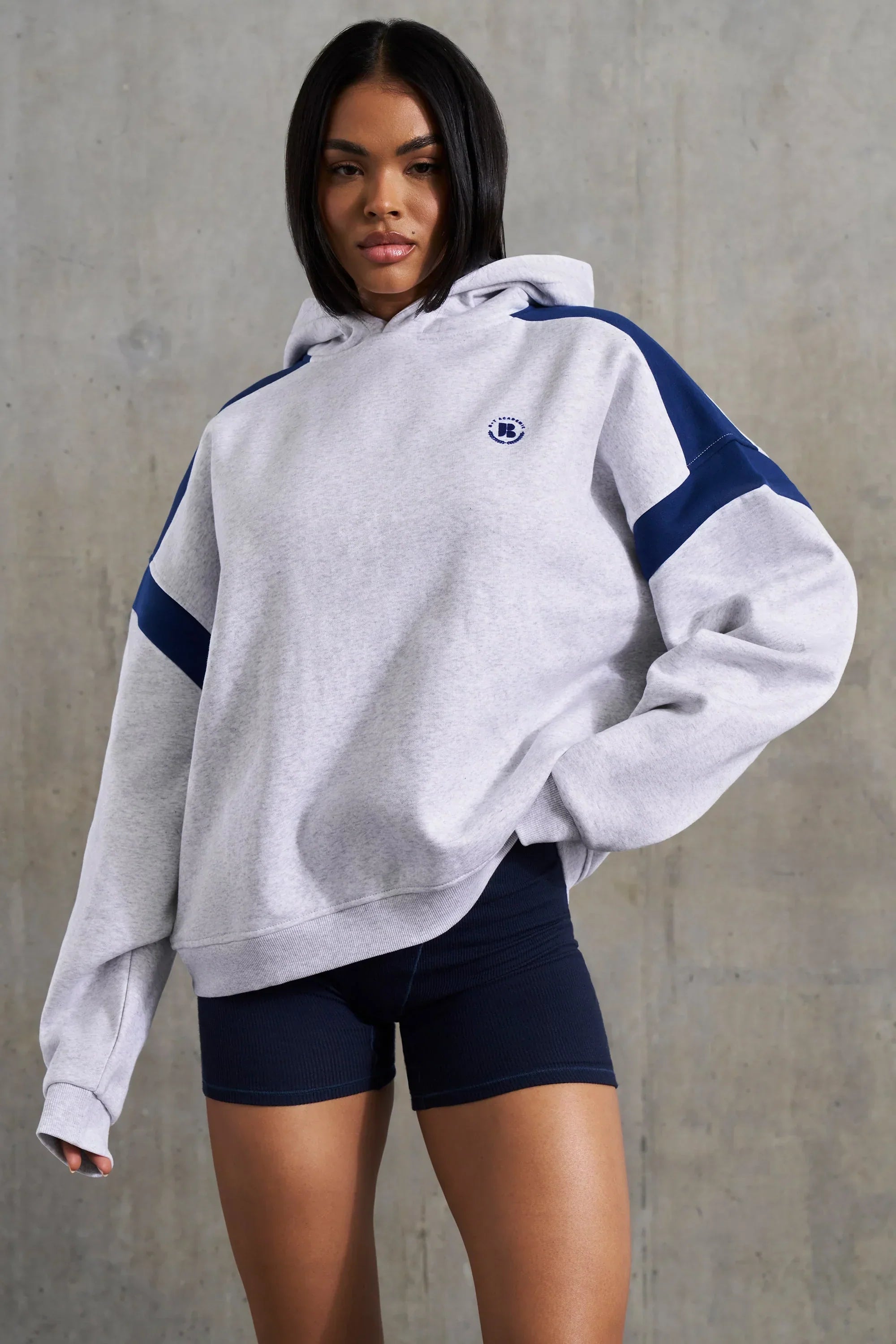 Cotton Fleece Oversized Hoodie in Heather Grey