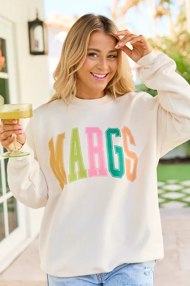 Margs Multi Block Cream Graphic Sweatshirt
