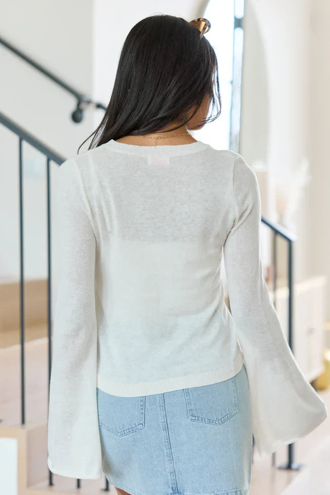 Deanna Cream Bell Sleeve Knit Top