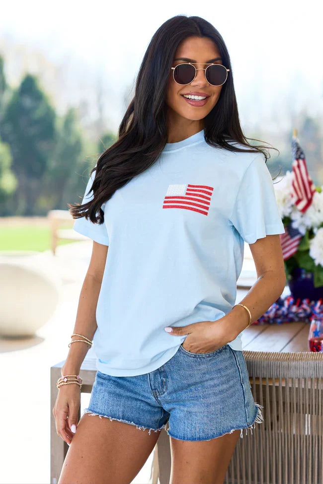 Live Free Light Blue Graphic Tee