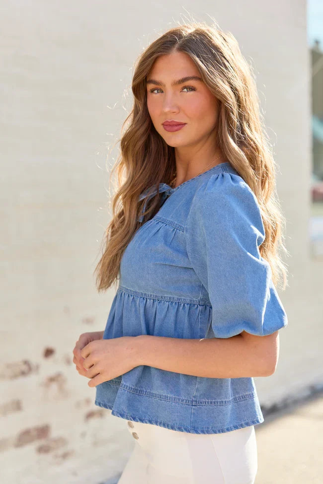 Elle Tiered Chambray Top