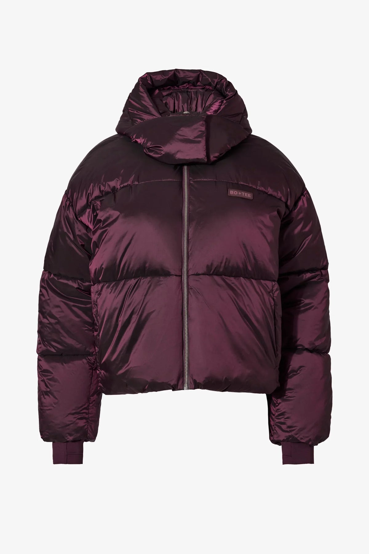 Waterproof Cropped Oversized Ski Jacket in Burgundy