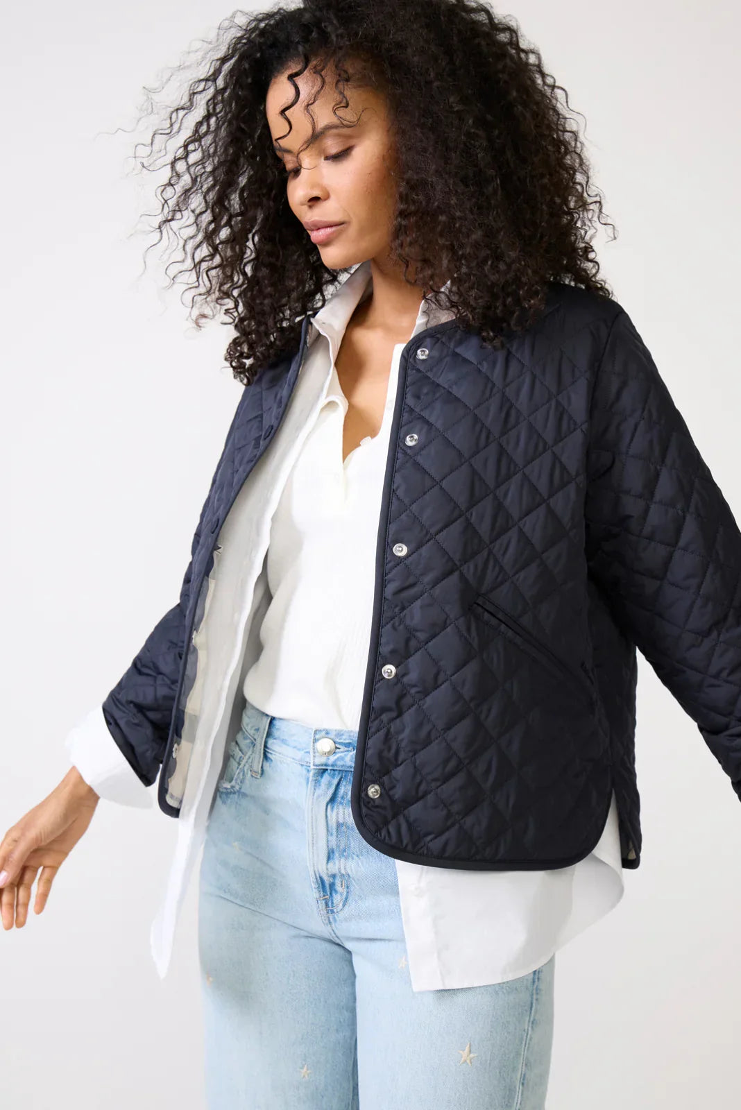 Cashel Collarless Quilted Jacket