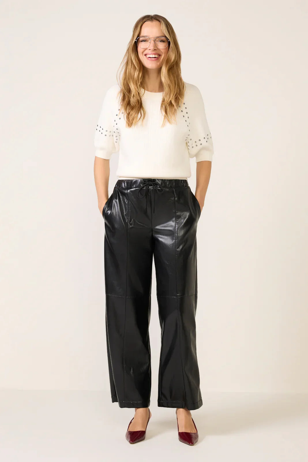 Jordan Faux Leather Wide Leg Pant