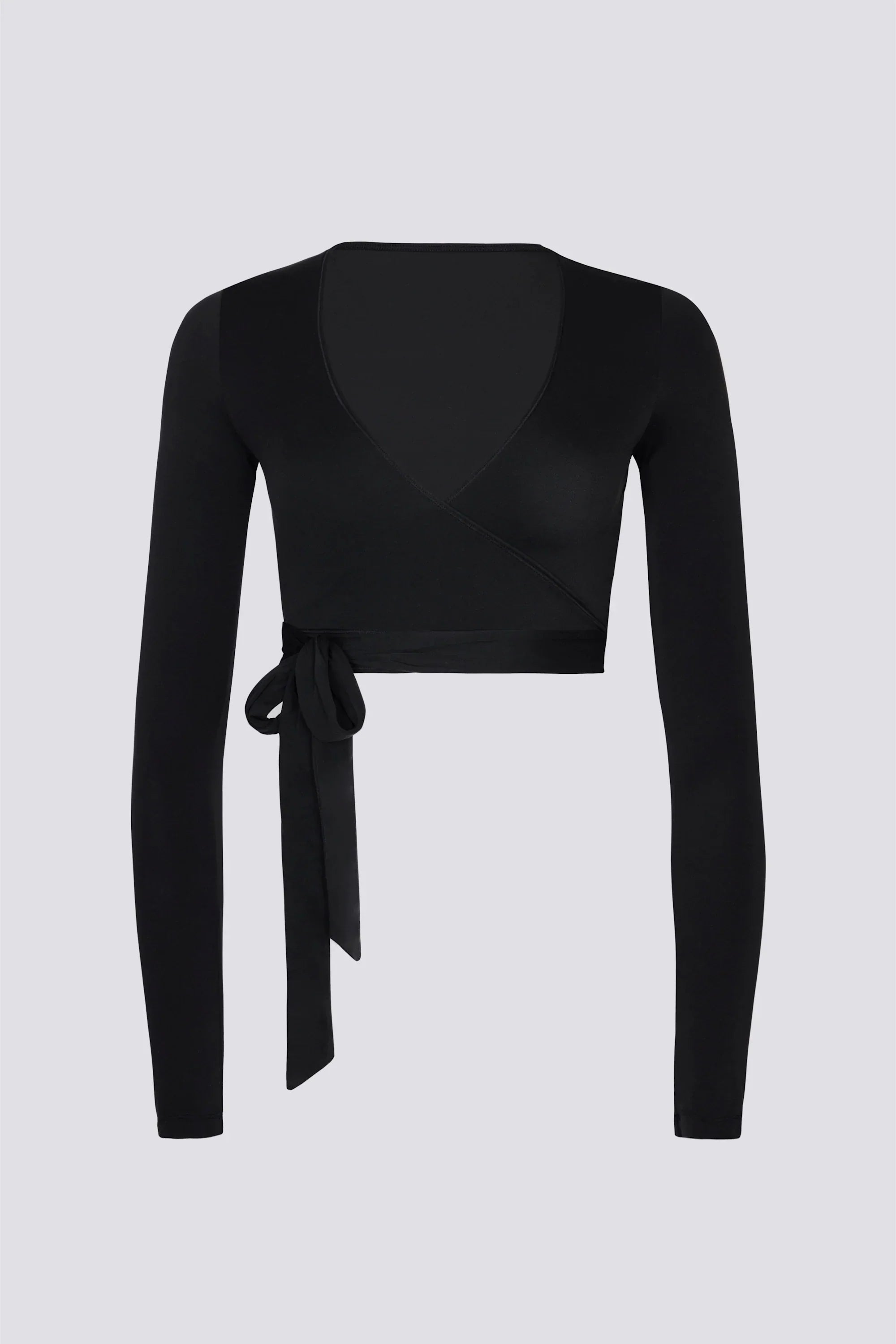 Soft Jersey Wrap Crop Top in Black