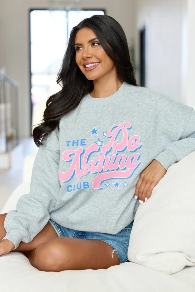Do Nothing Club Light Grey Graphic Sweatshirt