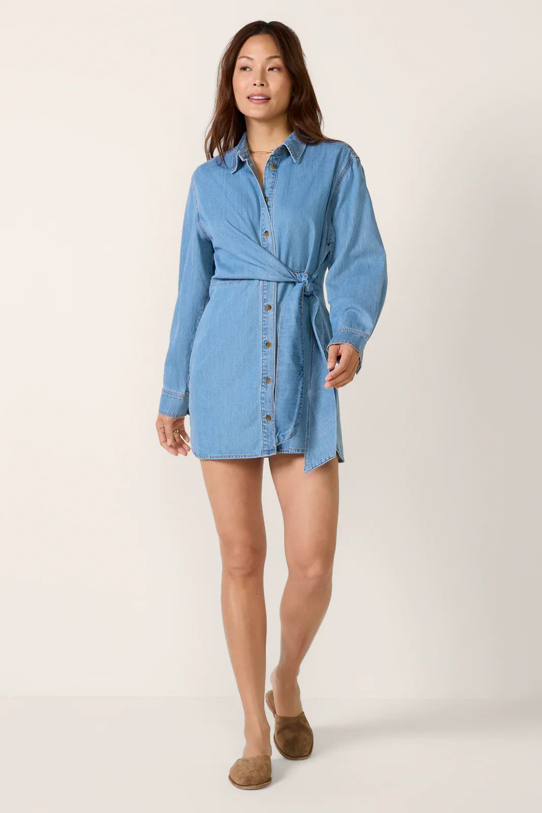Denim Wrap Shirt Dress