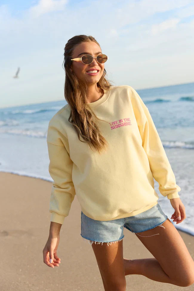 Live In The Sunshine Yellow Graphic Sweatshirt