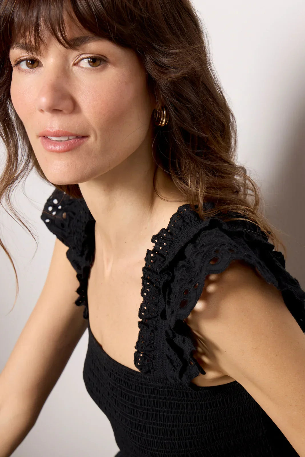 Talia Smocked Flutter Tank