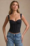Underwired Lace Corset Top in Black