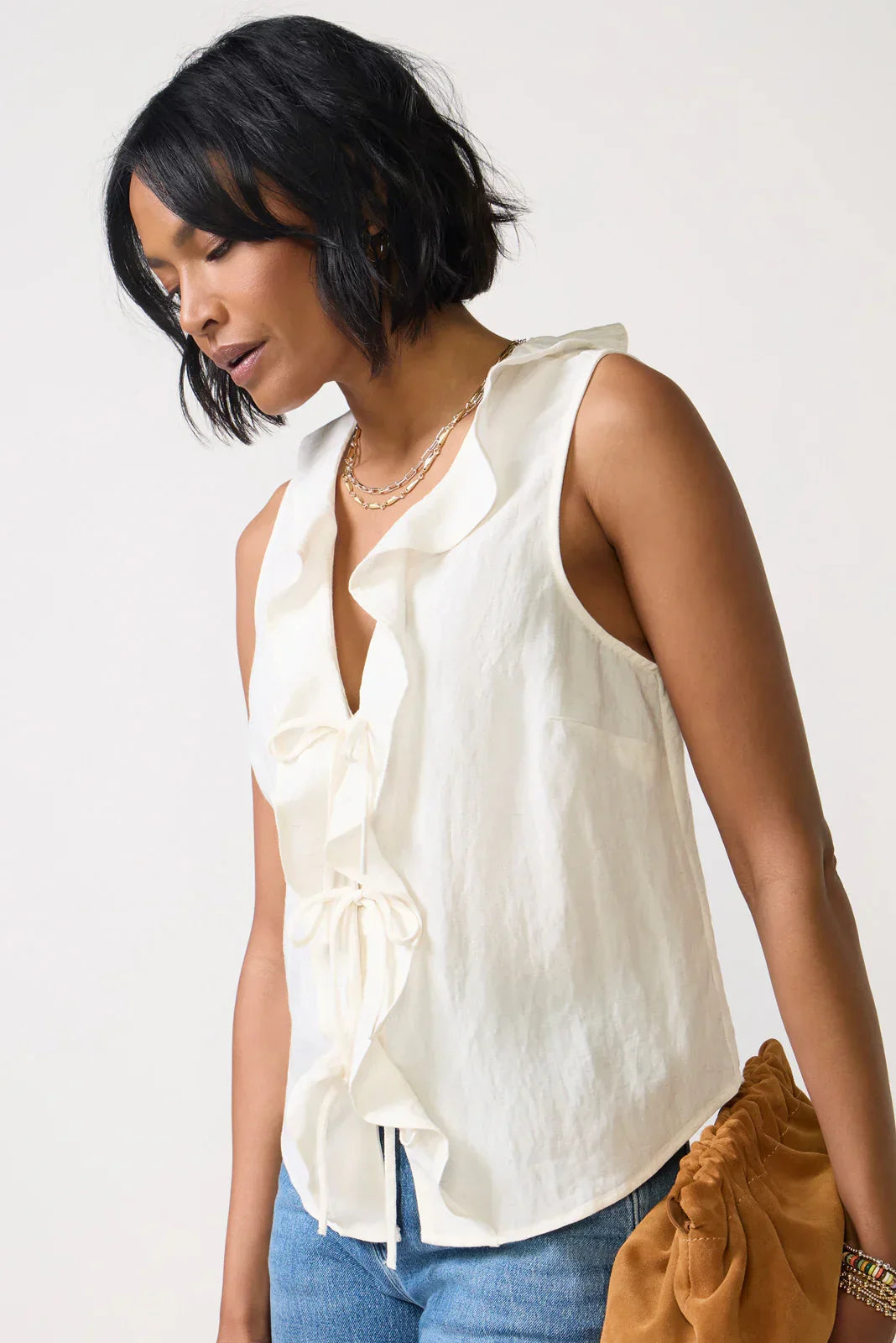 Tie Front Ruffle Tank