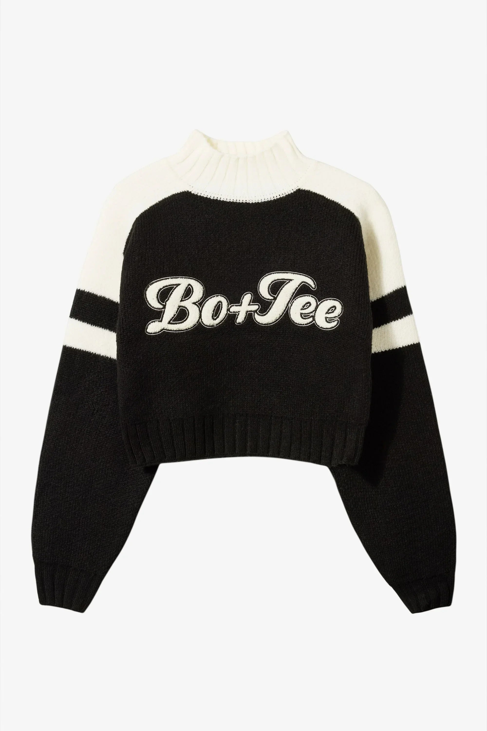 Knit Logo Cropped Jumper in Black