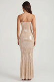 Embellished Square Neck Lace Gown in Pale Peach