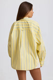Cotton Poplin Stripe Oversized Shirt in Yellow Stripe