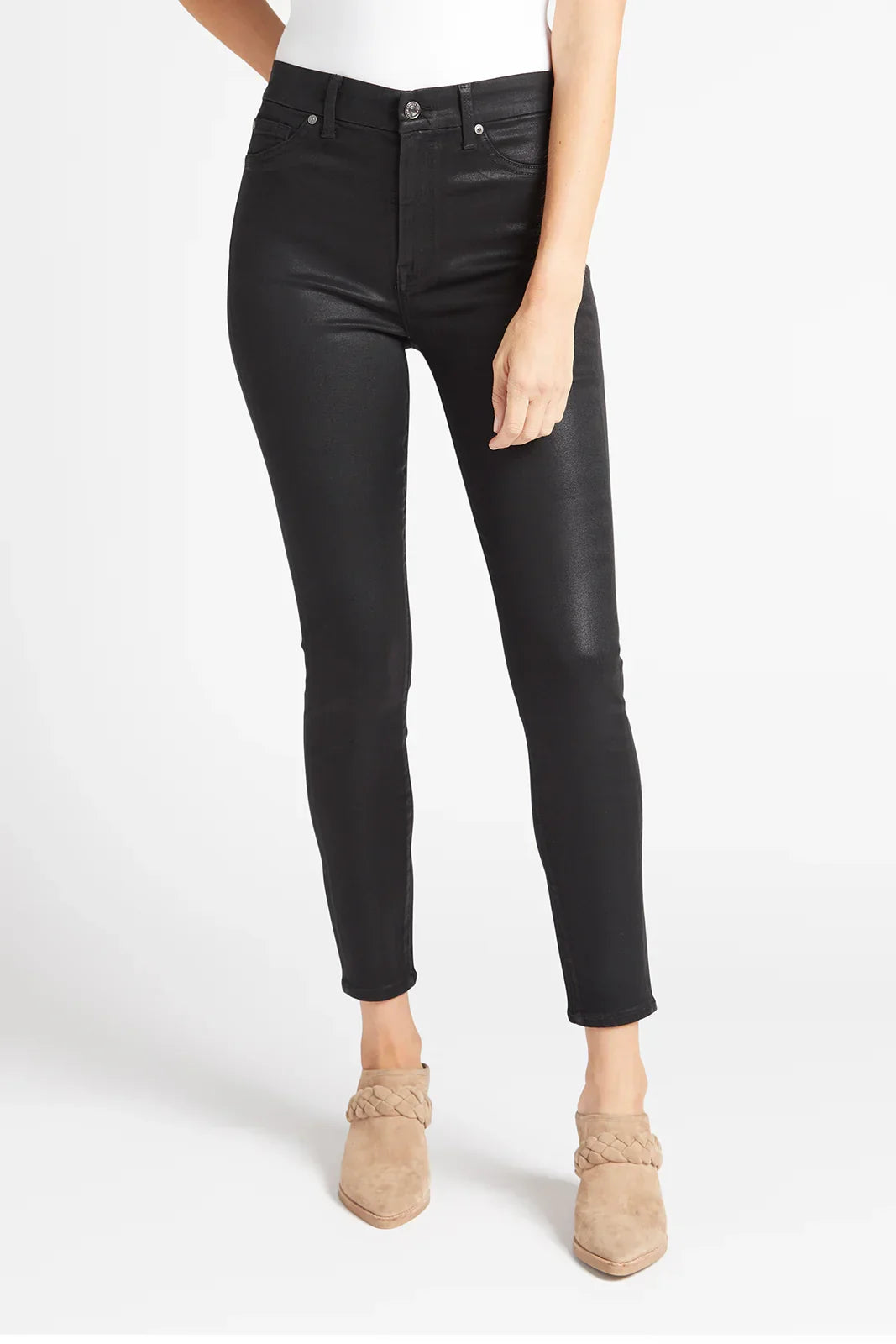 Coated High Waist Ankle Skinny