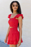 Sweet Talk Red Flutter Shoulder Tank and Skort Set