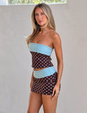IMOGEN MINI SKIRT BROWN AND BLUE POLKA DOT