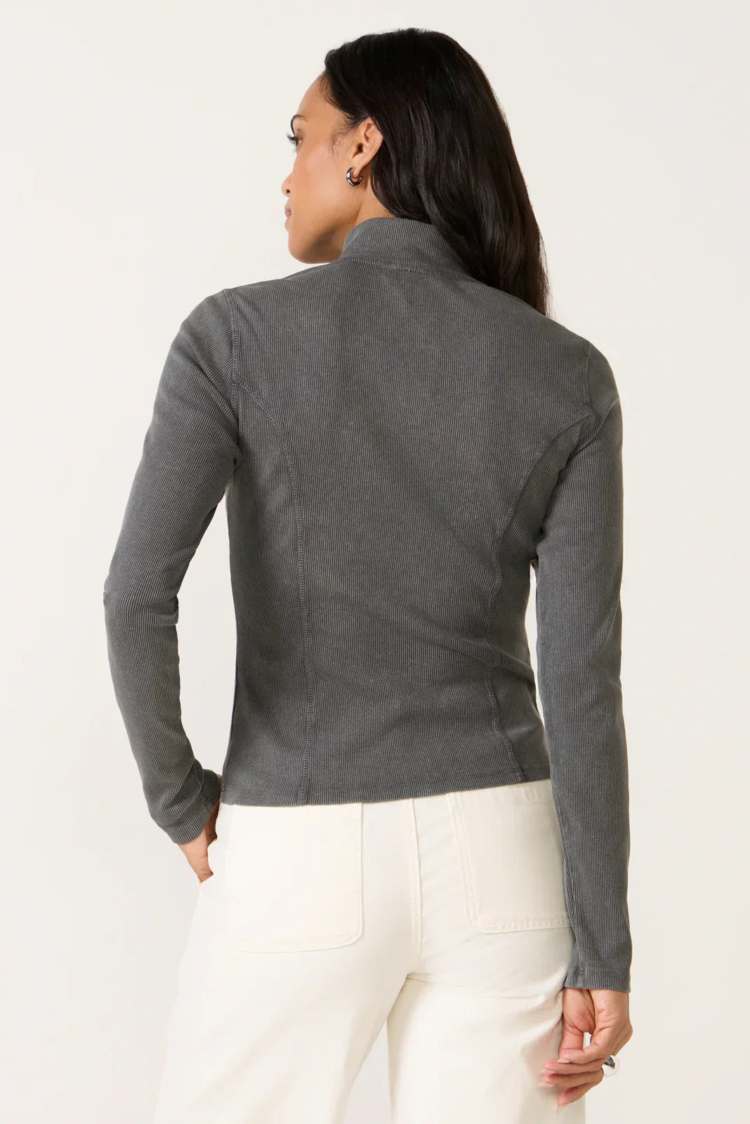 Ash Ribbed Henley Top
