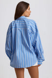 Cotton Poplin Stripe Oversized Shirt in Blue Stripe