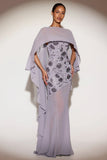 Sheer Chiffon Draped Cape in Lilac