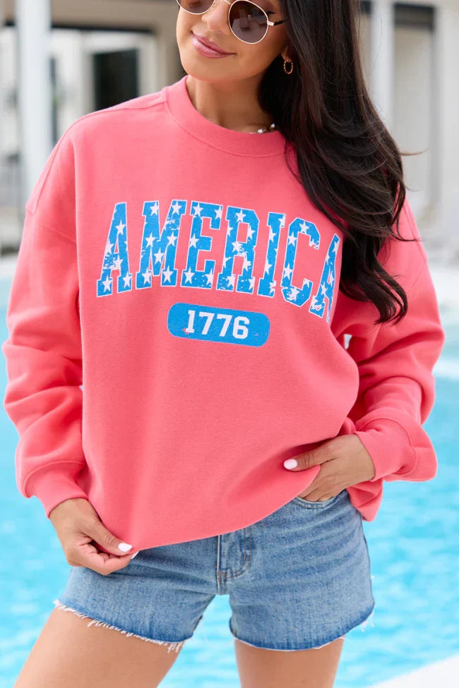 America Star 1776 Light Red Graphic Sweatshirt