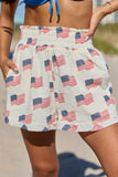 Ready For A Change Cream Flag Print Gauze Shorts