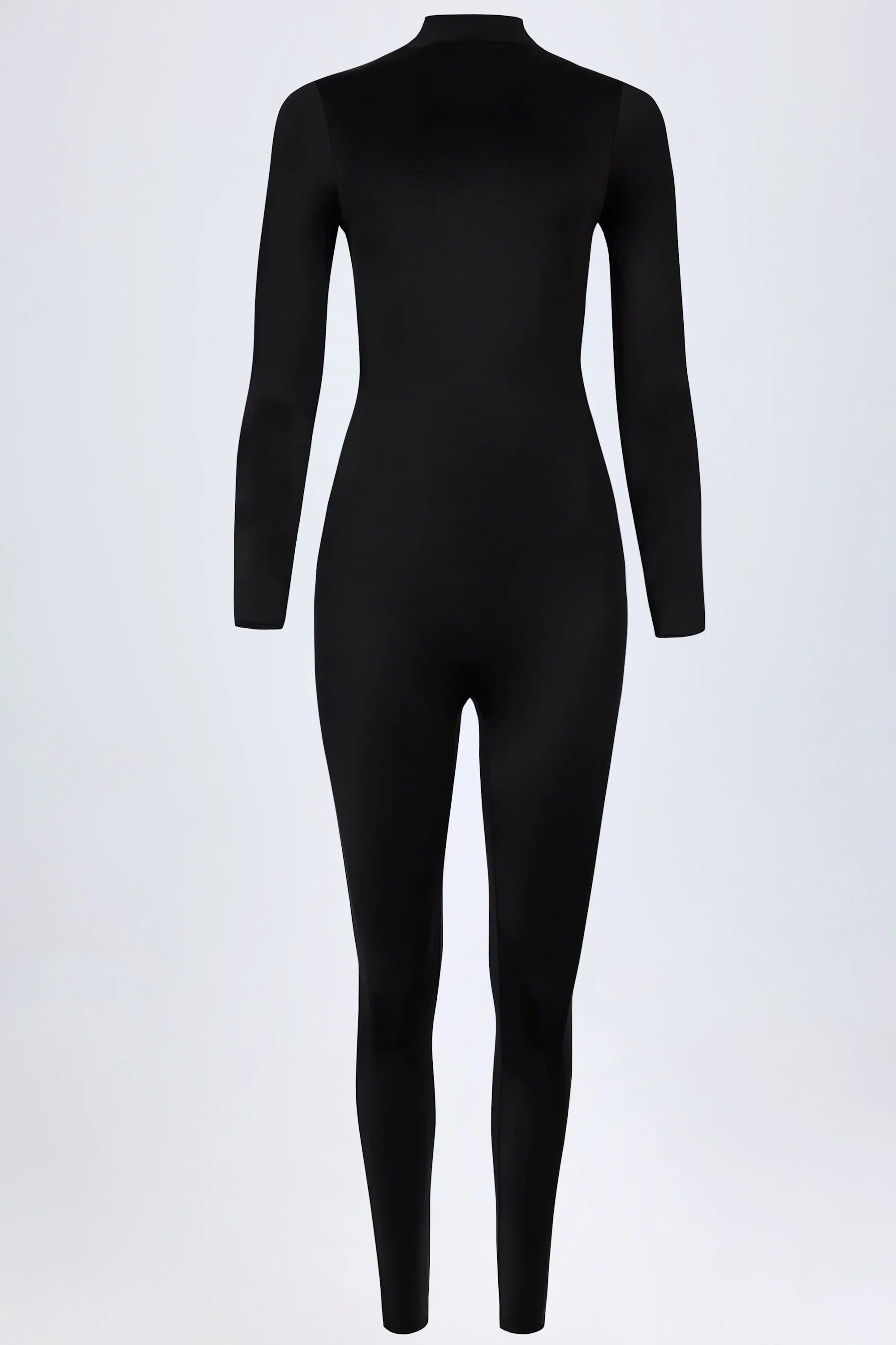 High Neck Long Sleeve Jumpsuit in Black