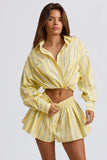 Cotton Poplin Stripe Multiway Cropped Shirt in Yellow Stripe