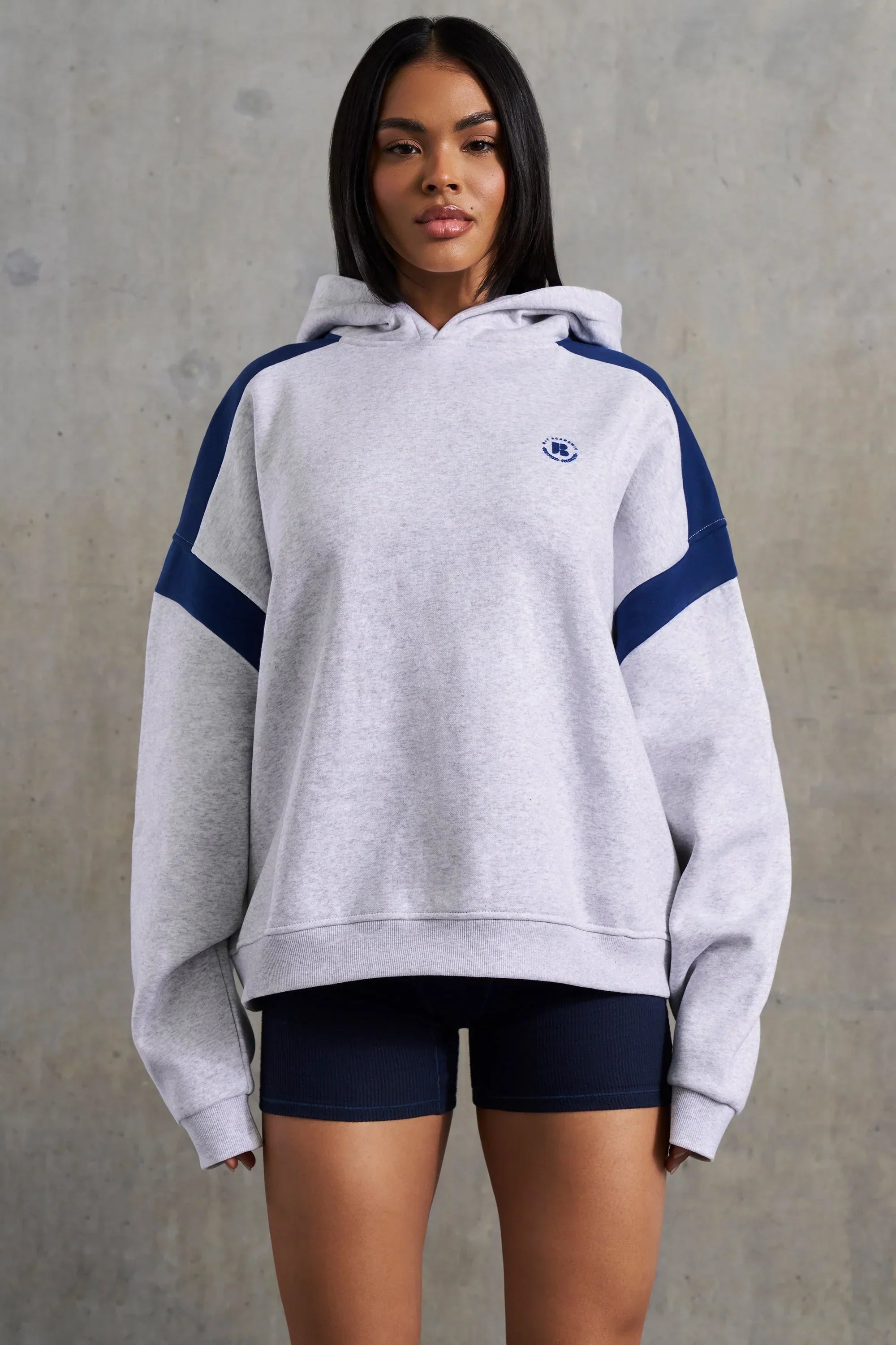 Cotton Fleece Oversized Hoodie in Heather Grey
