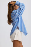 Cotton Poplin Stripe Oversized Shirt in Blue Stripe
