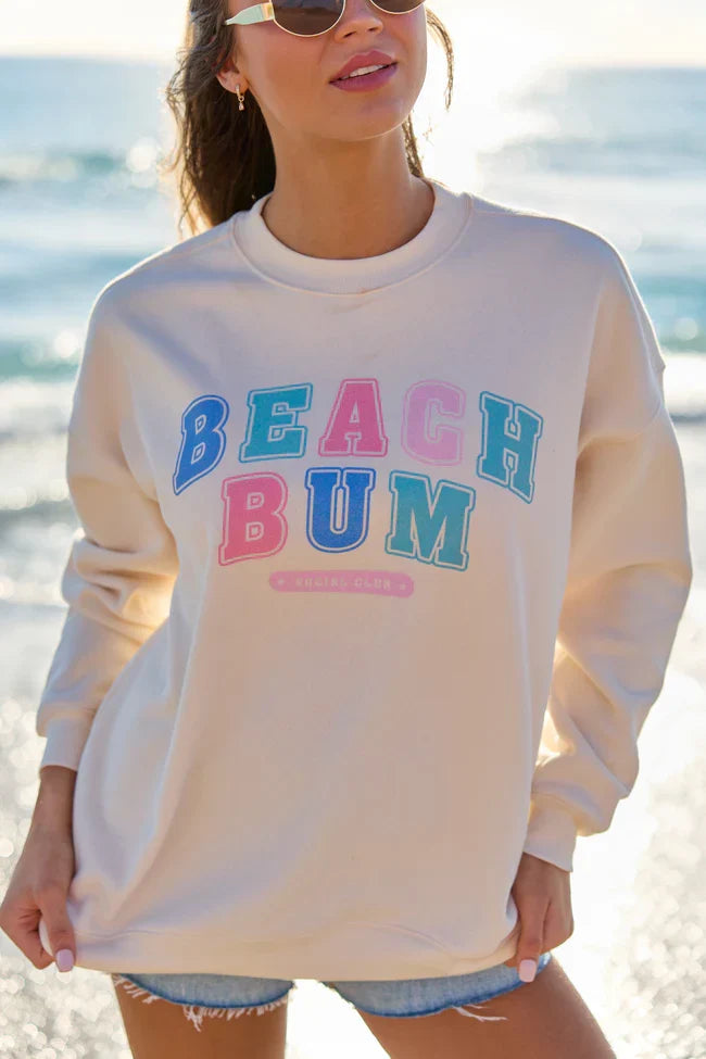 Beach Bum Cream Graphic Sweatshirt