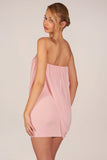 Bandeau Draped Mini Dress in Blush Pink