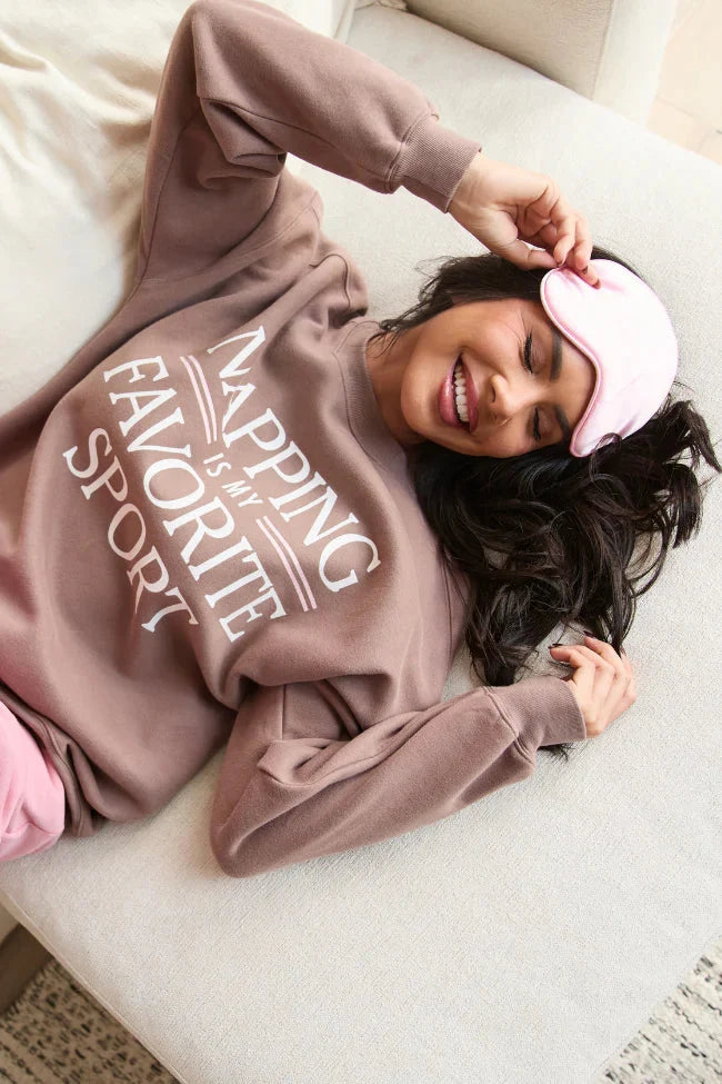 Napping Mocha Graphic Sweatshirt