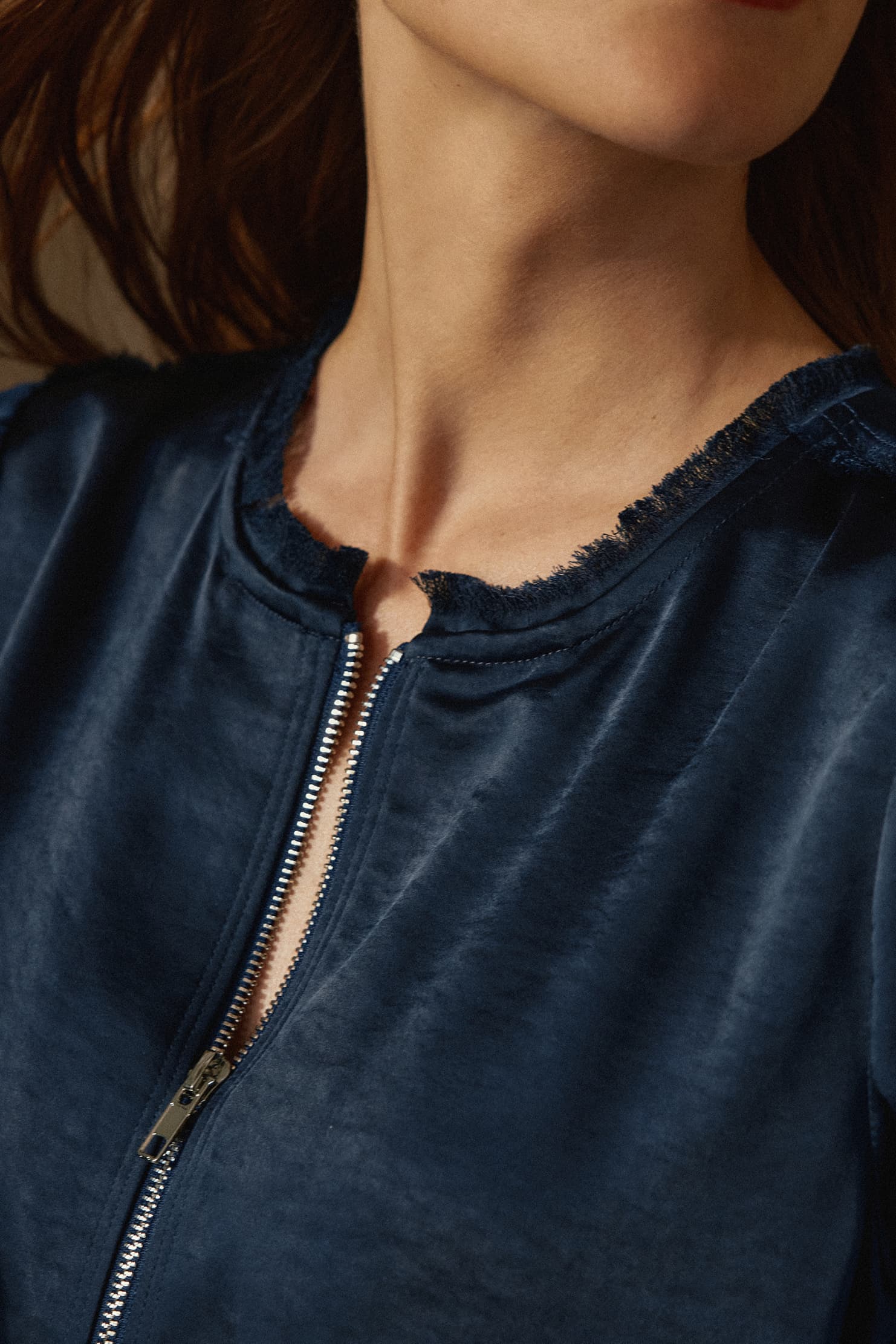 Tilly Satin Zip Up Top