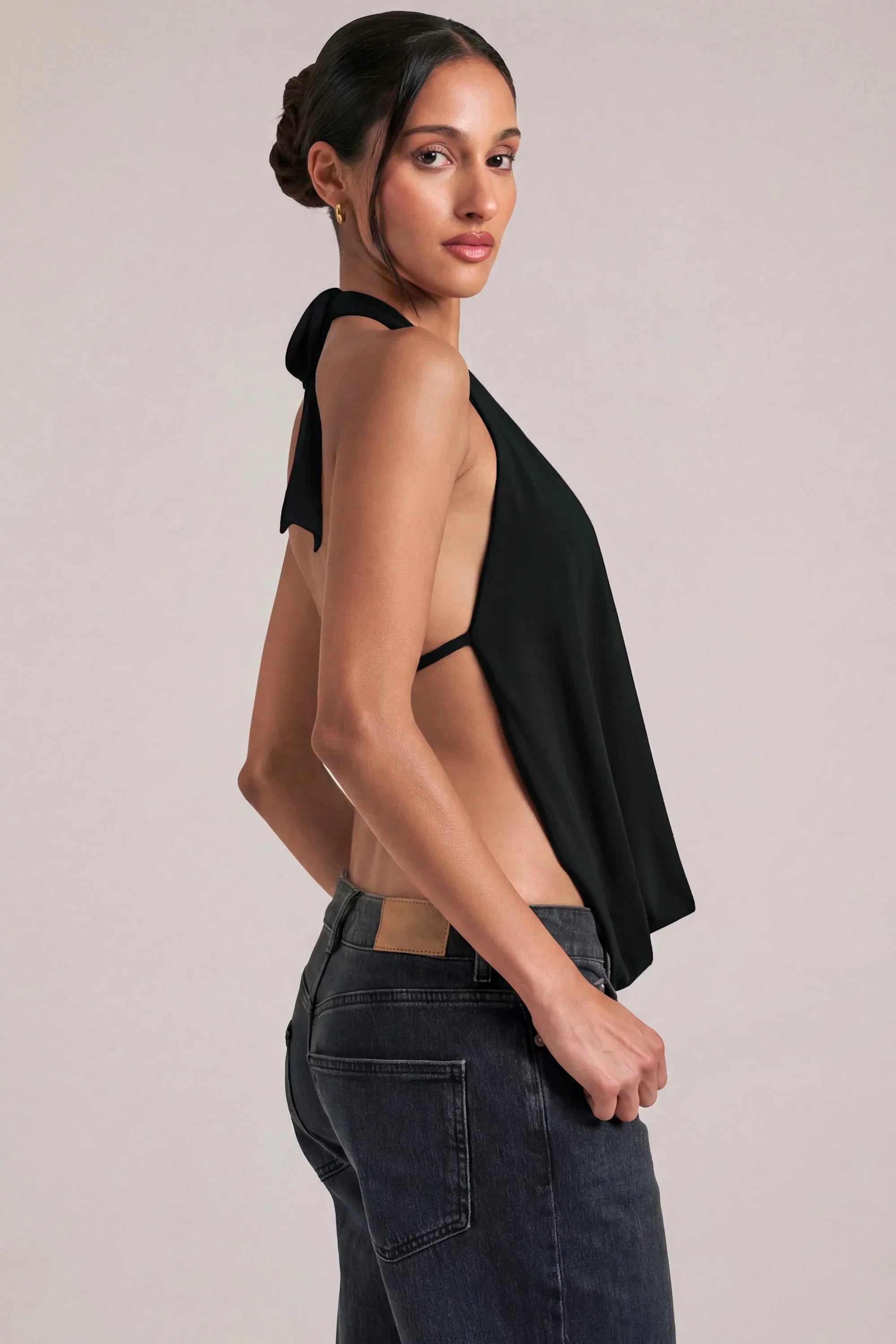 Draped Cowl Top in Black