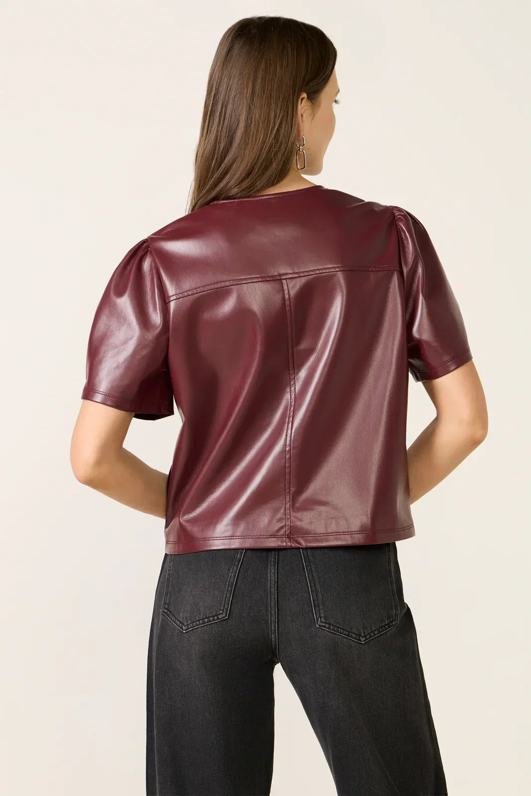Antonin Vegan Leather Short Sleeve Top