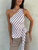 LYLE ONE SHOULDER TOP PINK STRIPE