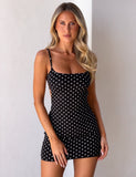 MINERVA MINI DRESS 20 BLACK POLKA DOT