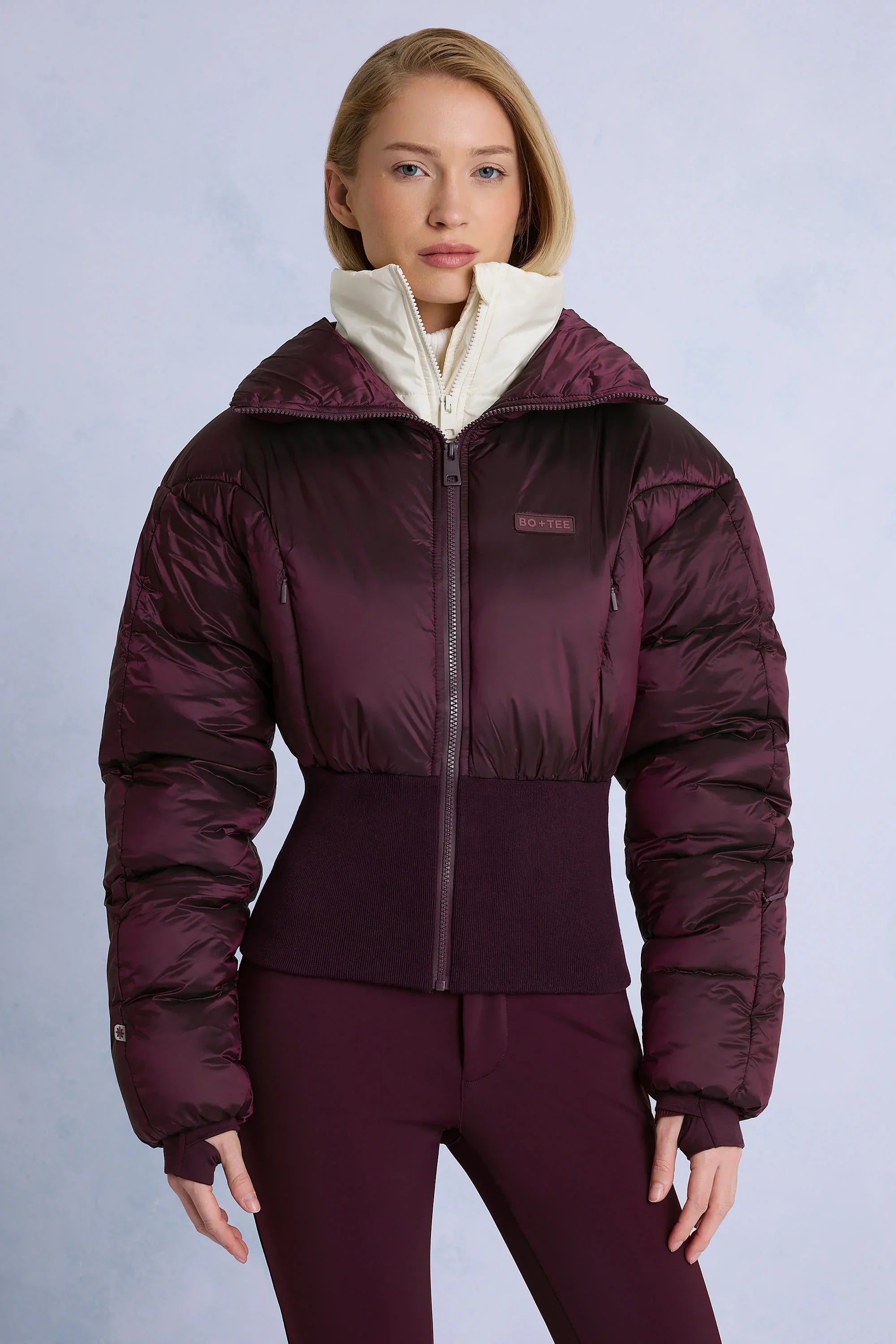 Waterproof Layered Ski Jacket in Burgundy
