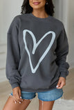 Heart Sketch Dark Grey Graphic Sweatshirt