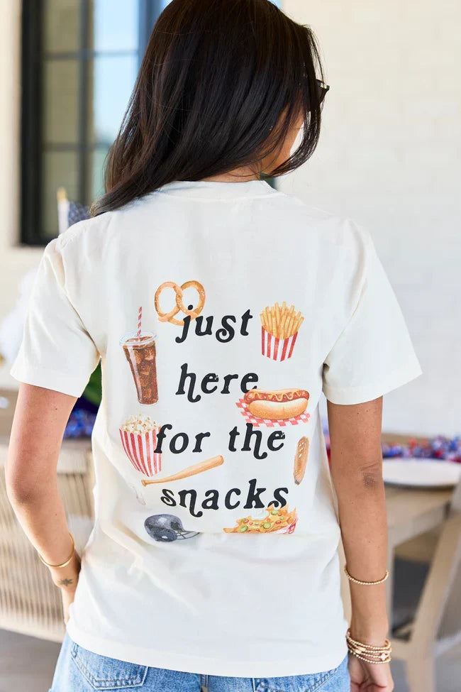 Just Here For The Snacks Ivory Graphic Tee